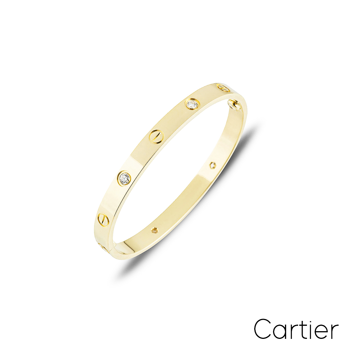 Cartier Yellow Gold Half Diamond Love Bracelet Size 16 B6035916 Cartier Yellow Gold Half Diamond Love Bracelet Size 16 B6035916